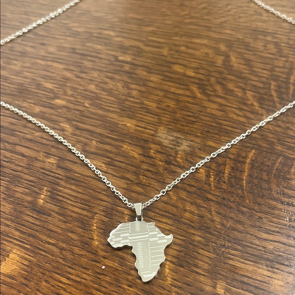 Elegant Silver Africa Map Necklace